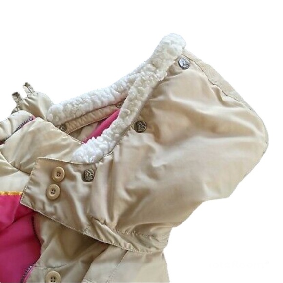 Roxy Junior Large White Pink Flower Embroidered Jacket Removable Hood - Picture 5 of 8